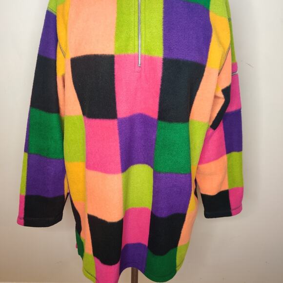 Chaus Sport Fleece Tunic Sweater Jacket Colorblock Colorful - Picture 2 of 10